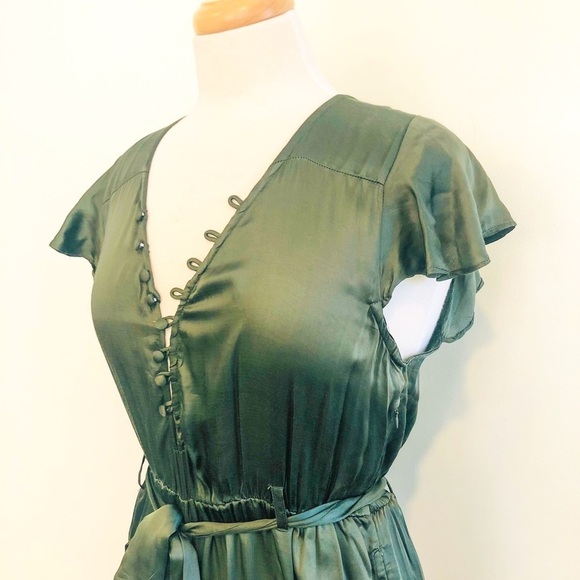 Gypsy 05 Global Village Olive Silk Jumpsuit Size Small NWT - Picture 4 of 9